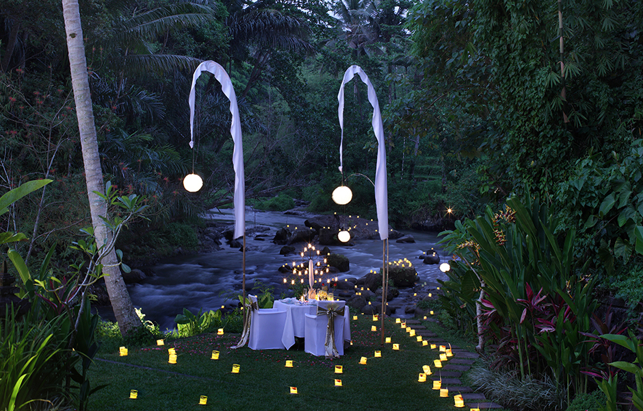 Romantic dinner by the river the samaya ubud