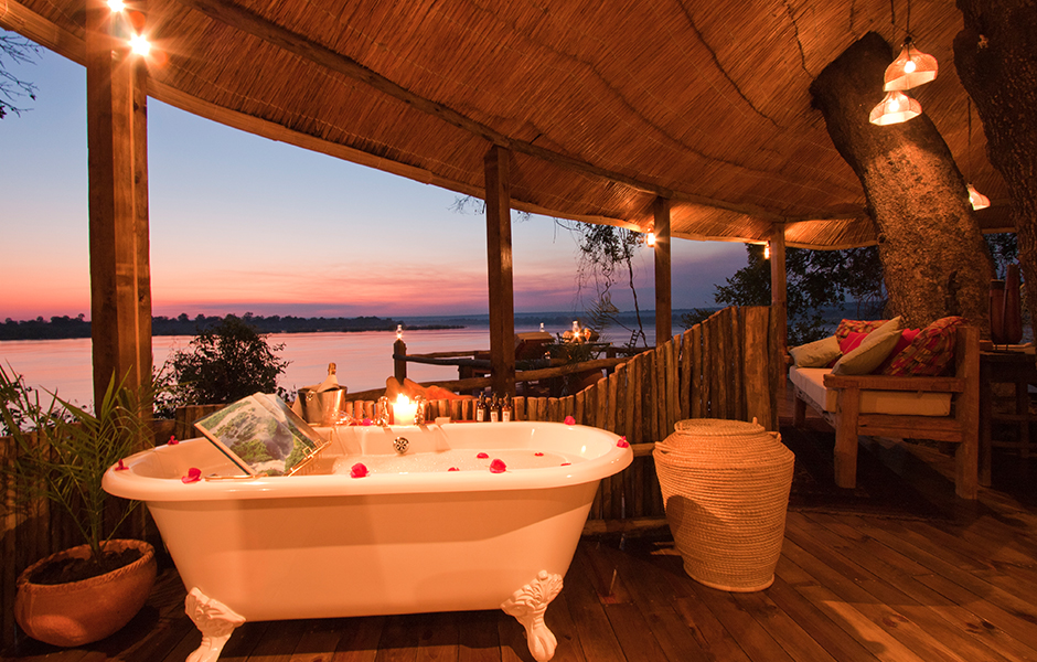 Zambia Tongabezi bath with a view