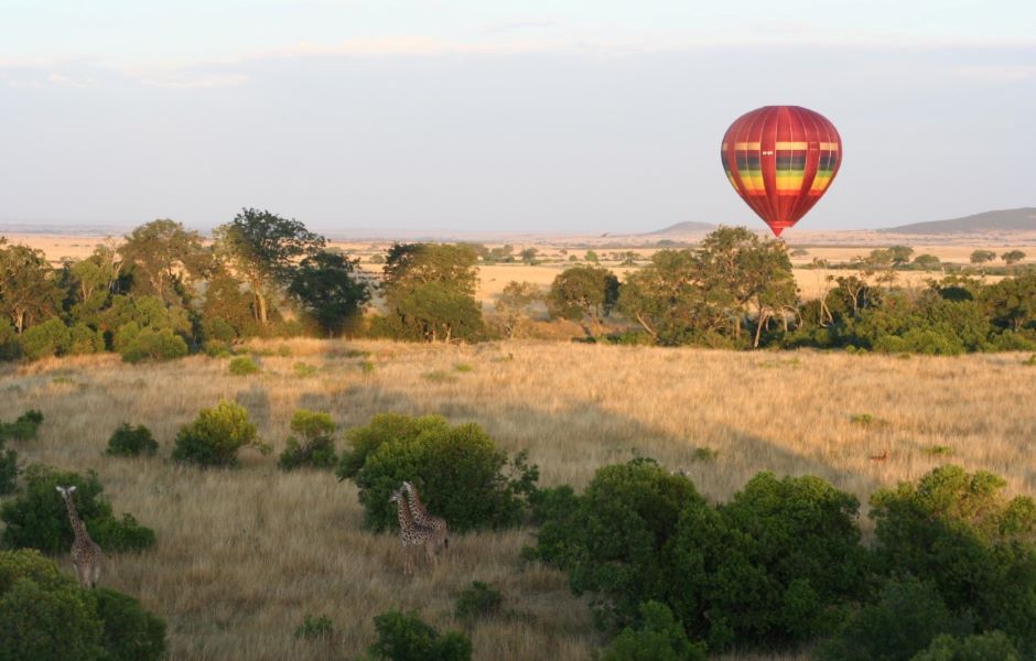 hot air baloon over the masai mara in kenya