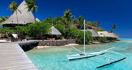 traditional sailing canoe in Tahiti