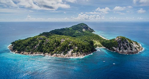 AERIAL view of denis island seychelles