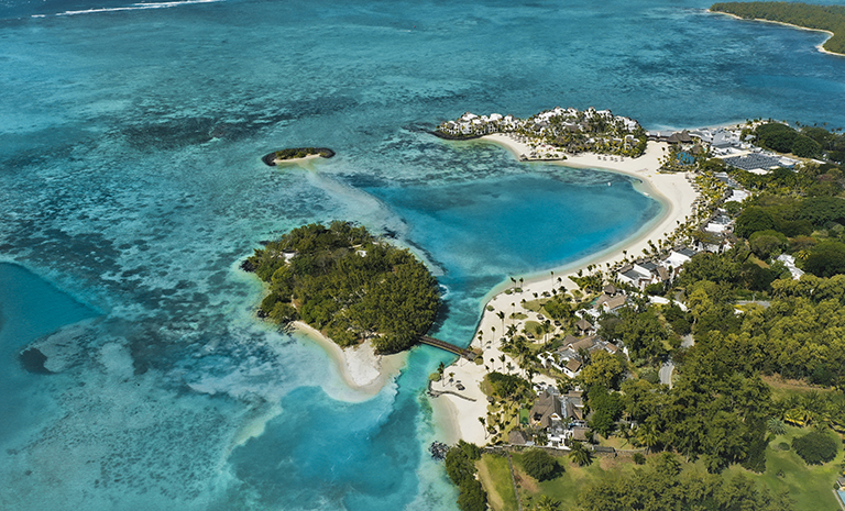 aerial view of mauritius le touessrok