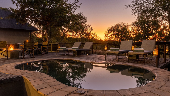 Deck area of the Garonga Safari Camp in the Greater Makalali Private Game Reserve of the Kruger National Park in South Africa