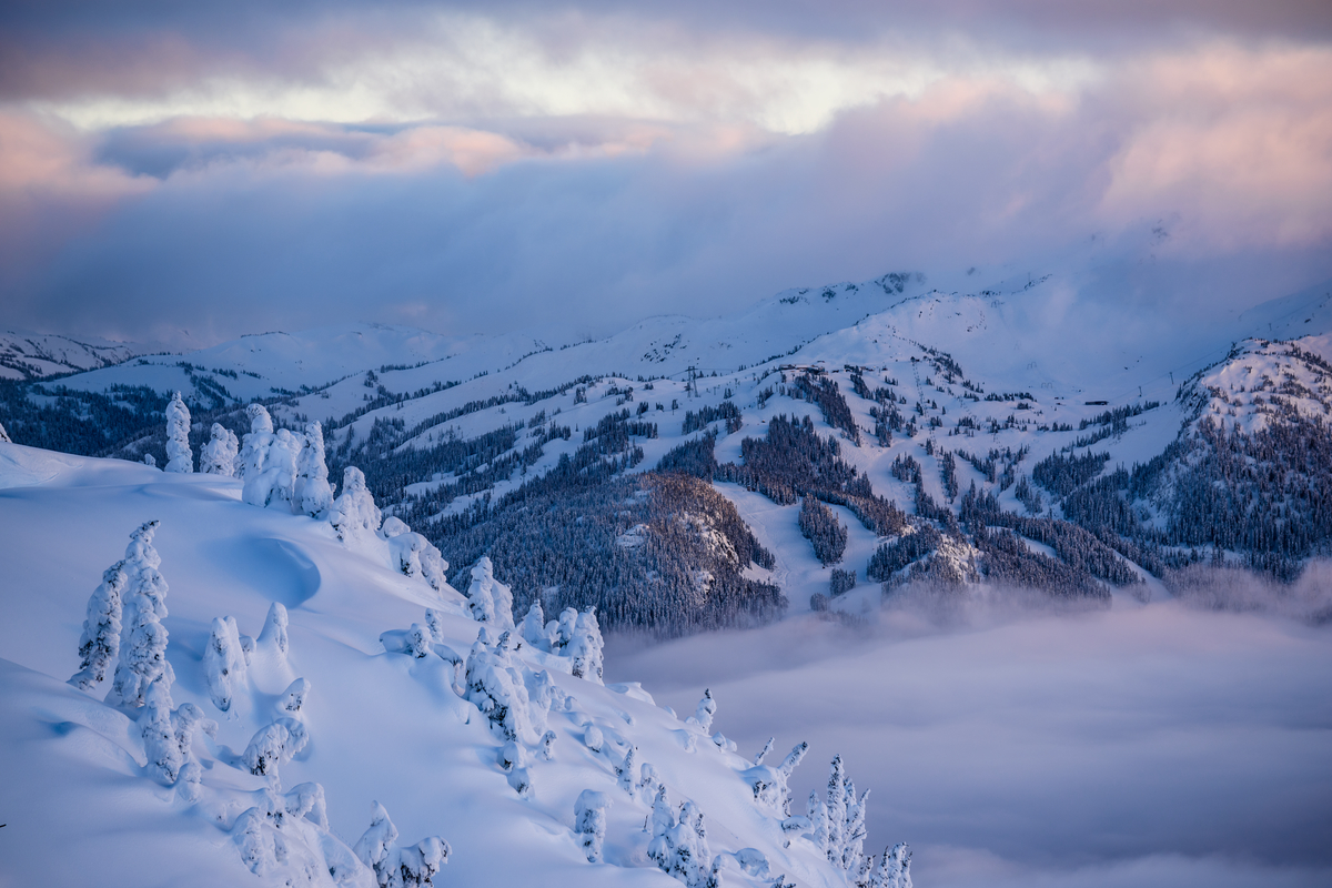 Amazing sunset after a long days skiing in Whistler