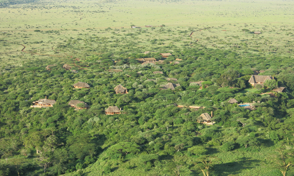 Birdseye view of Lewa Wilderness bush homes