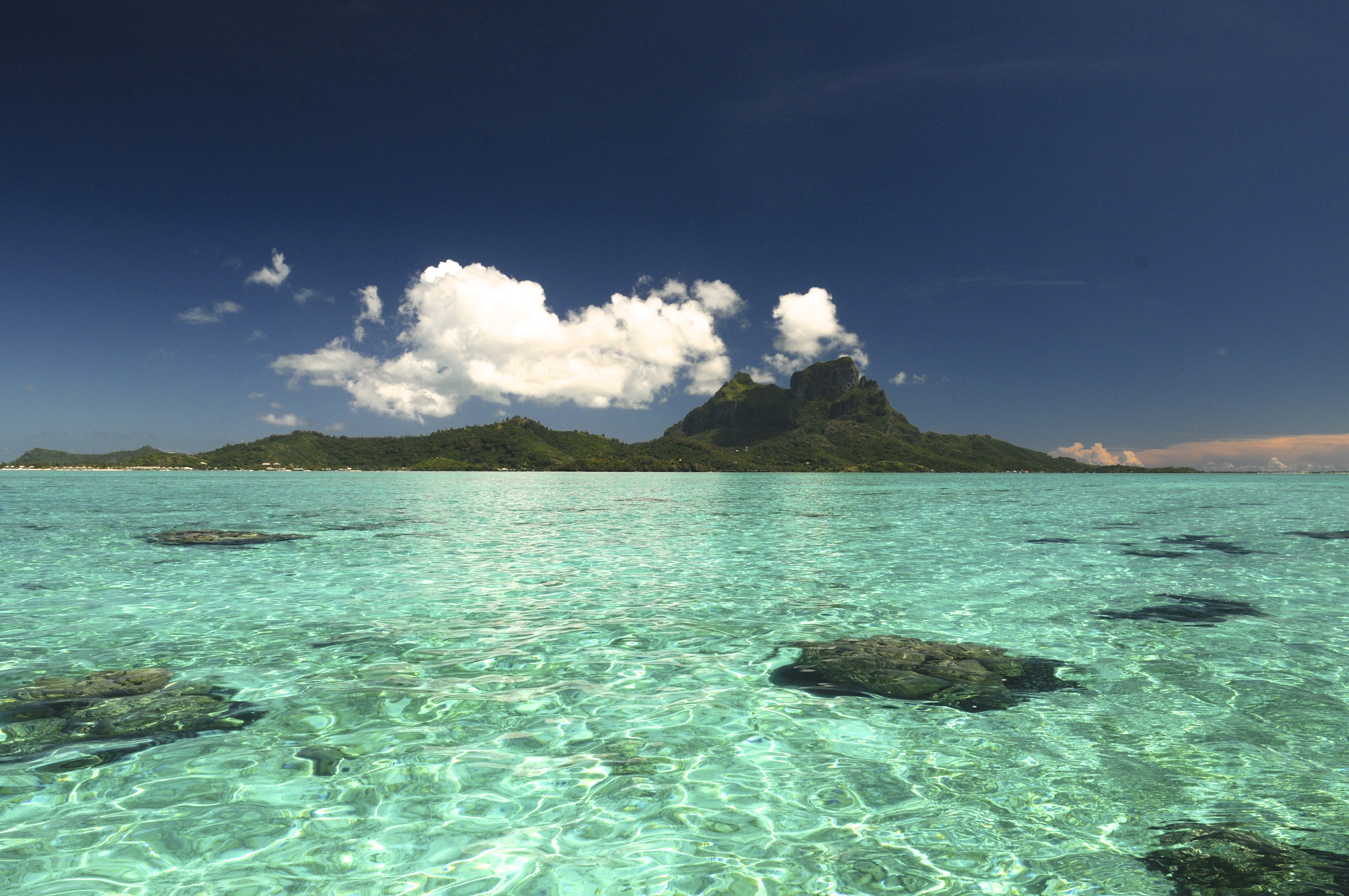 Beautiful crystal clear waters in Tahiti