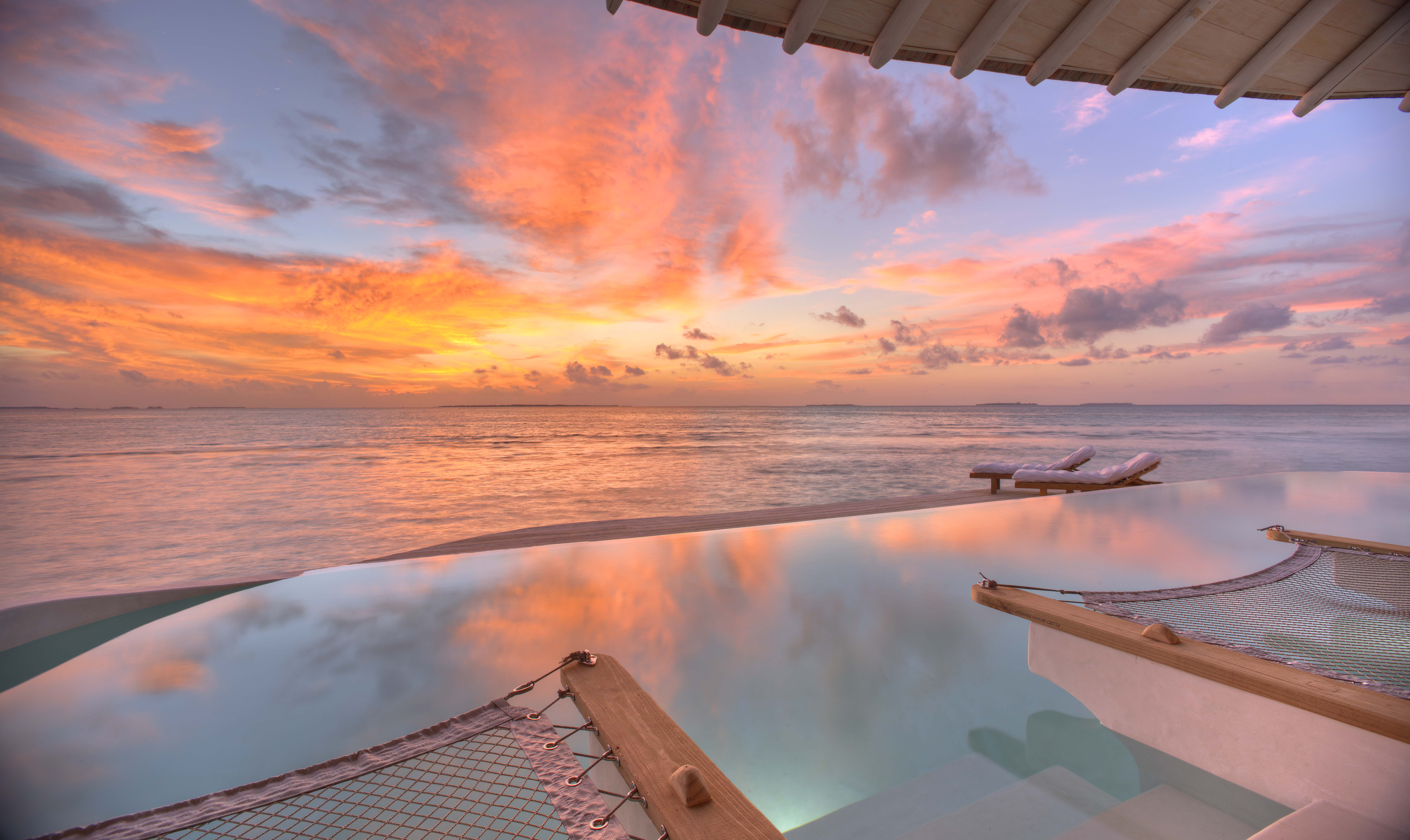 Beautiful sunset at Soneva Jani Resort