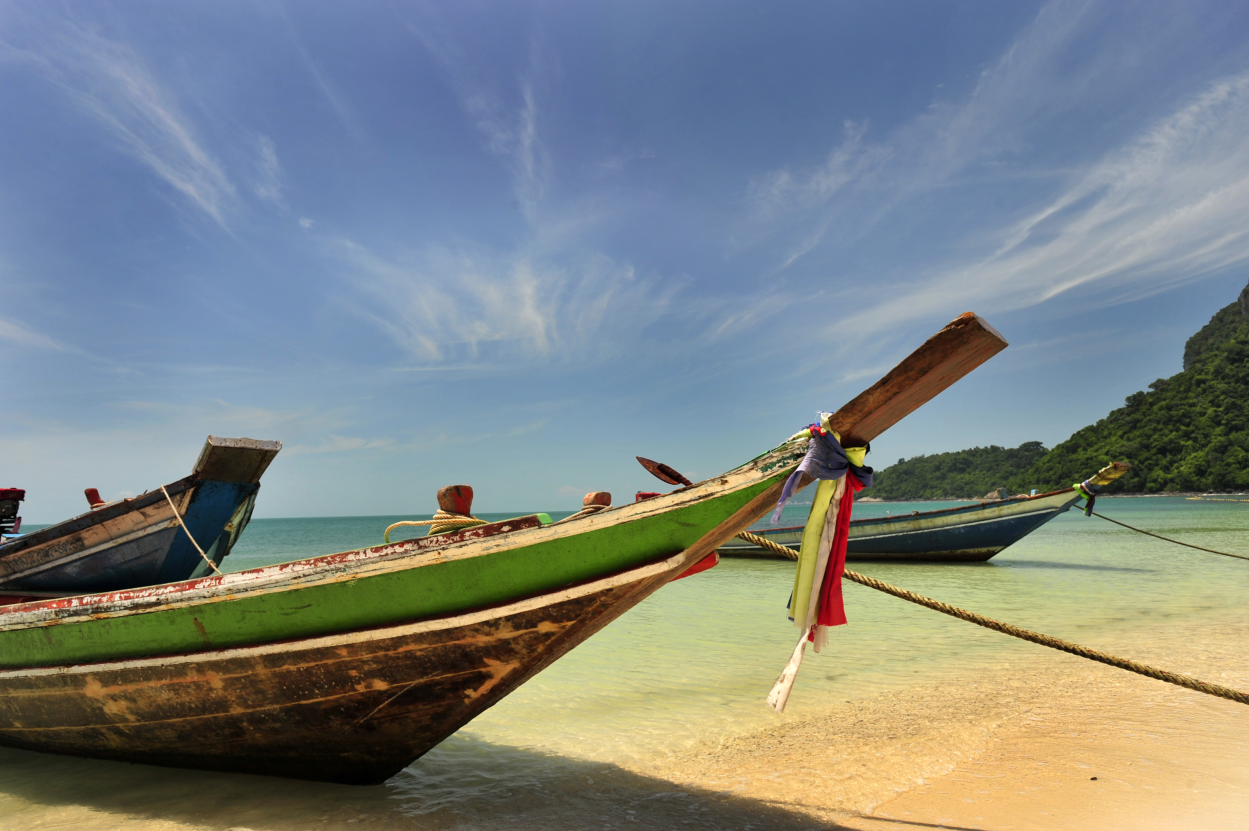 Beautiful boat in Koh Samui Thailand beach