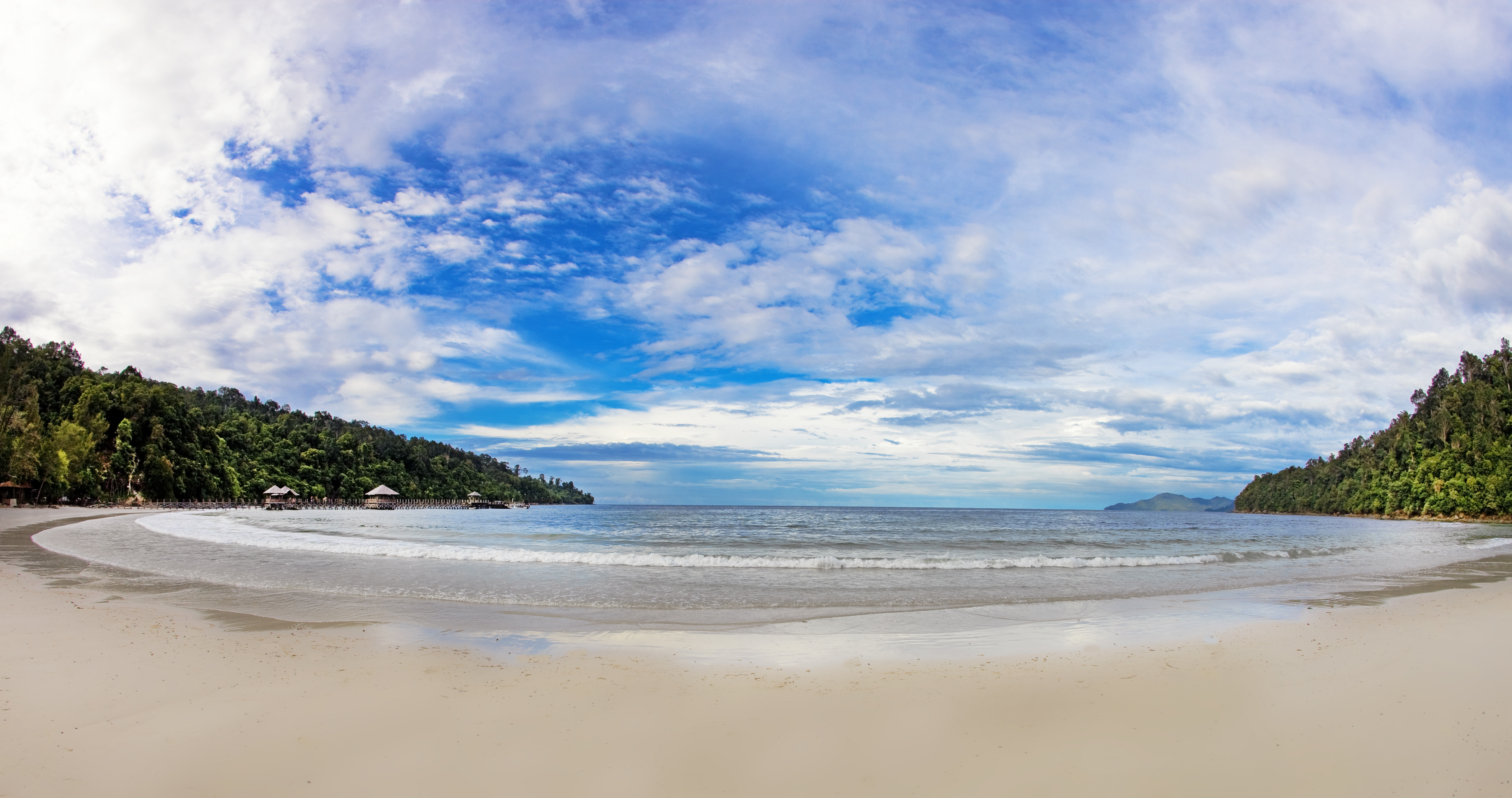 Empty exotic beach at Bunga Raya in Borneo