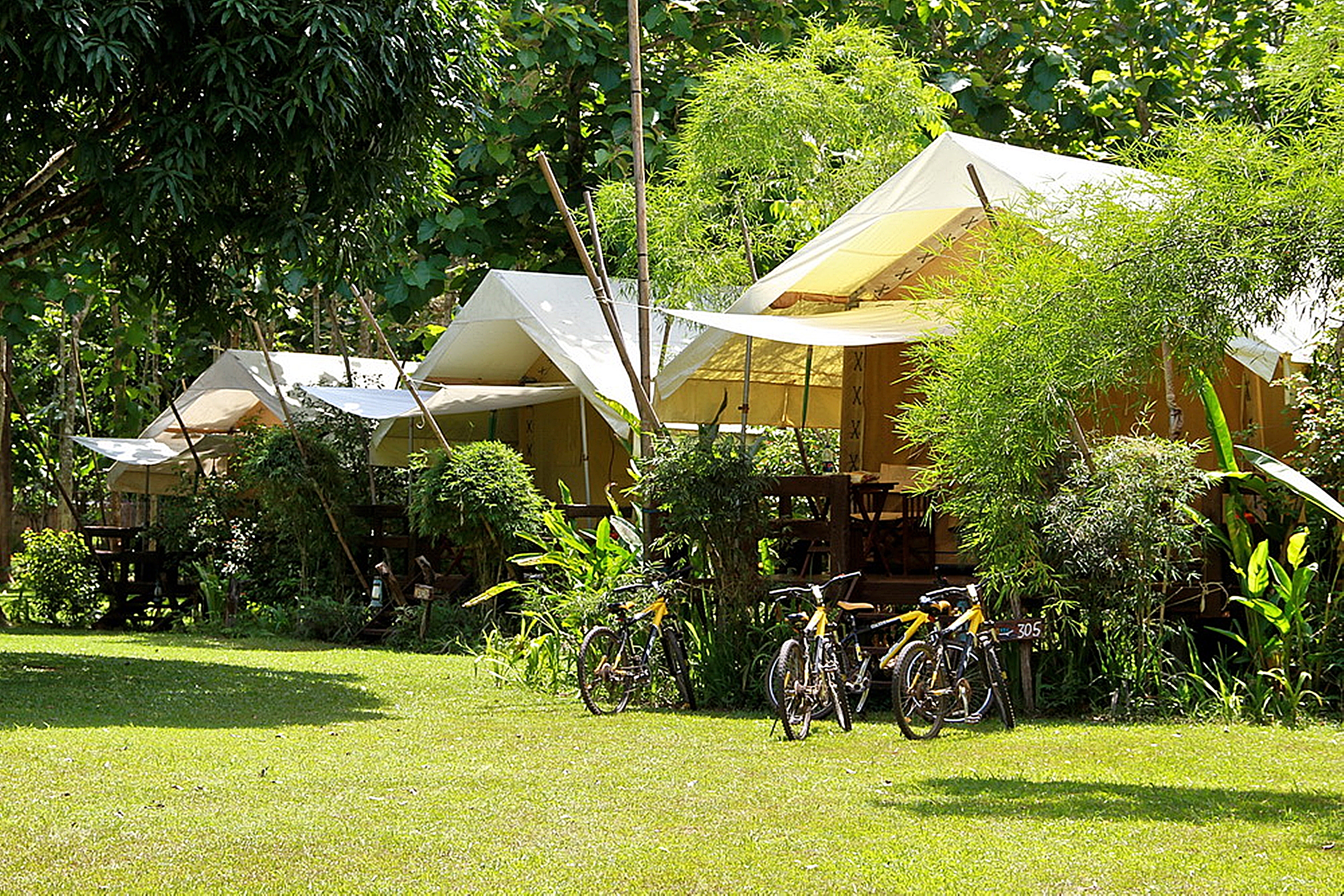 Bikes outside Hintok River Camp on the River Kwai
