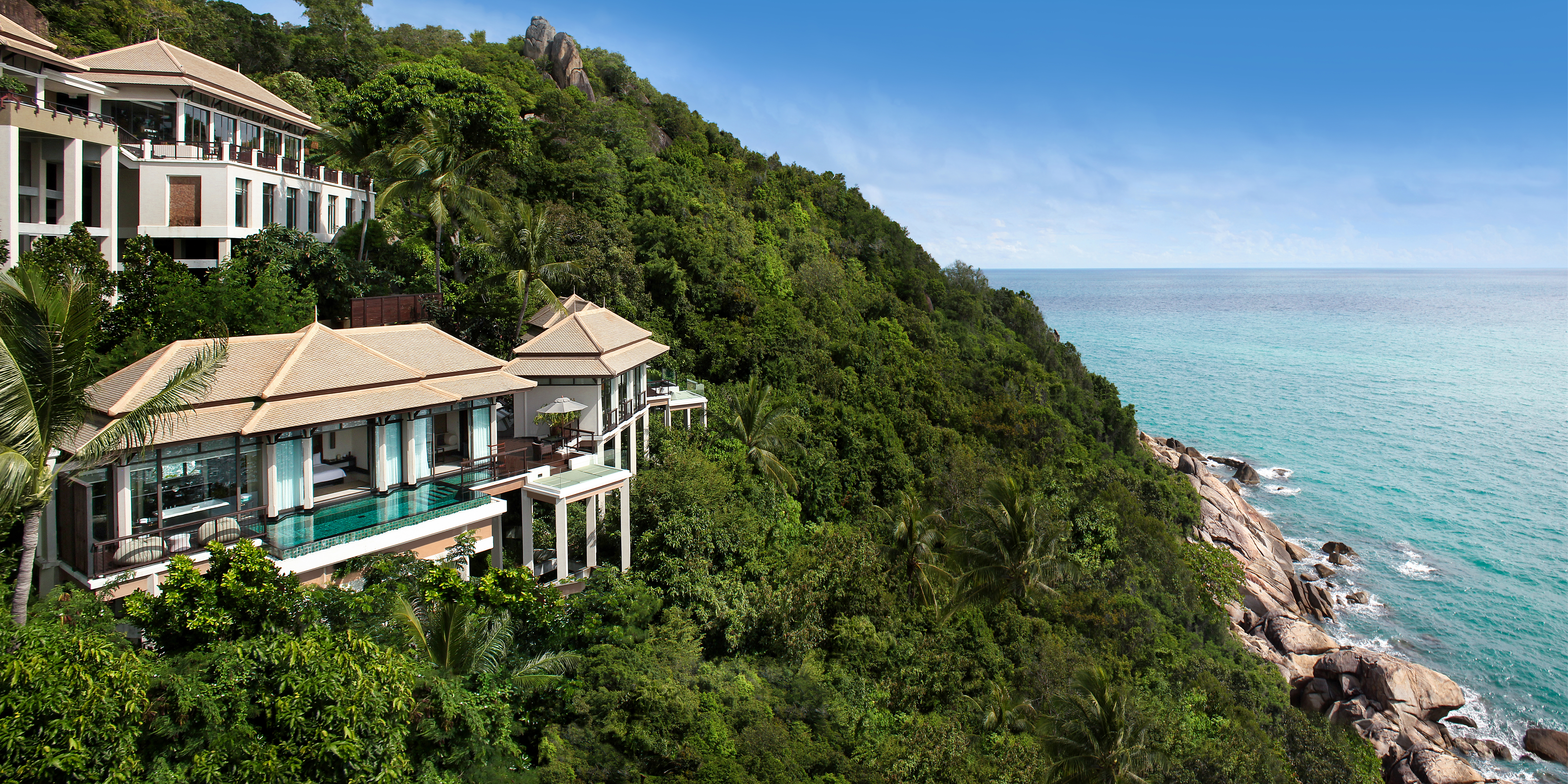 Cliff side exterior of pool villa at Banyan Tree Samui
