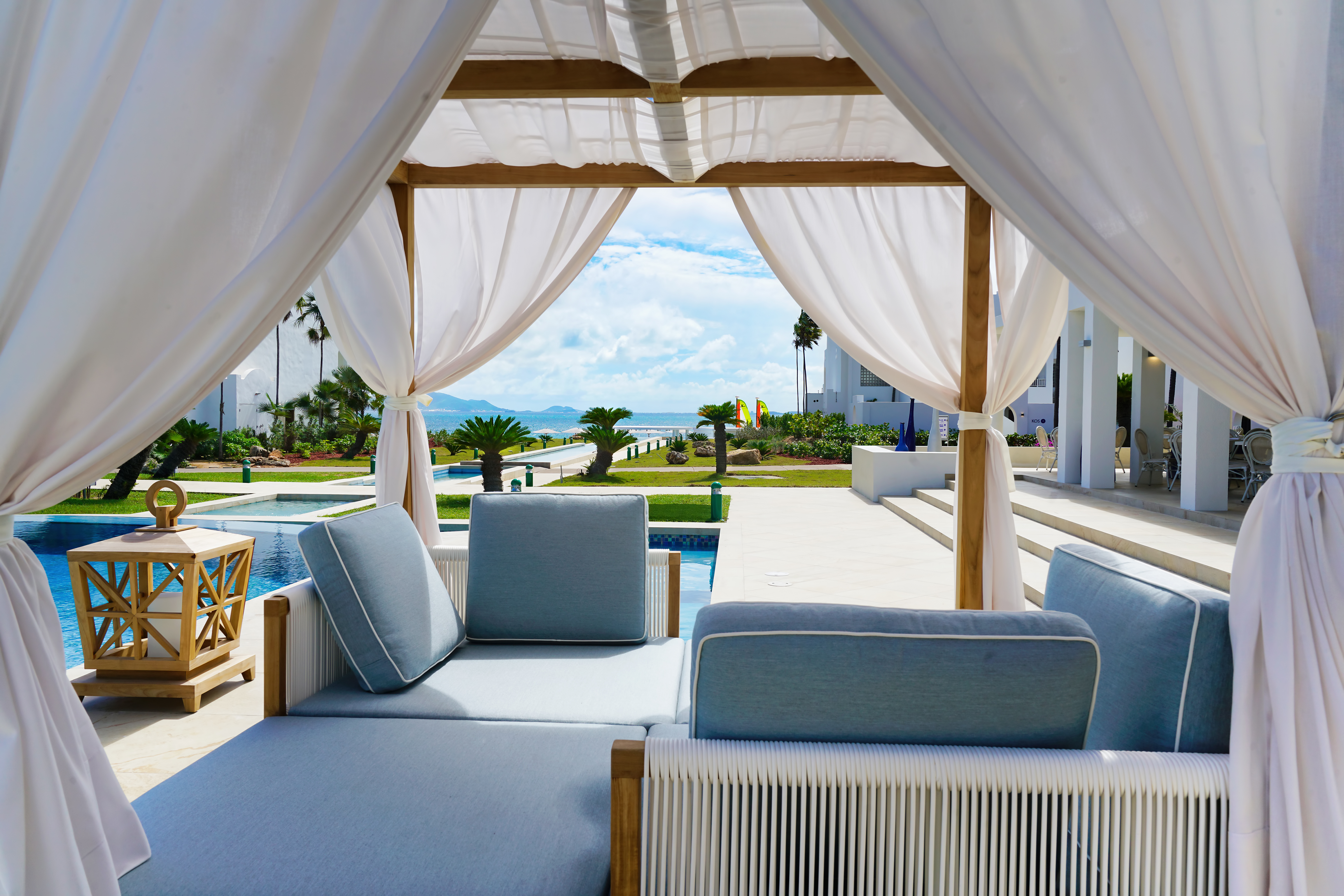 Around the pool with beautiful furniture at Cuisinart